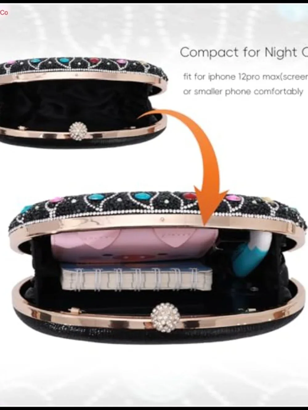Oweisong Beaded Crystal Clutch Purse Peacock Evening Bag Formal Wedding